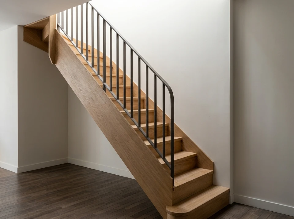Escalier métallique moderne dans un environnement commercial ou institutionnel